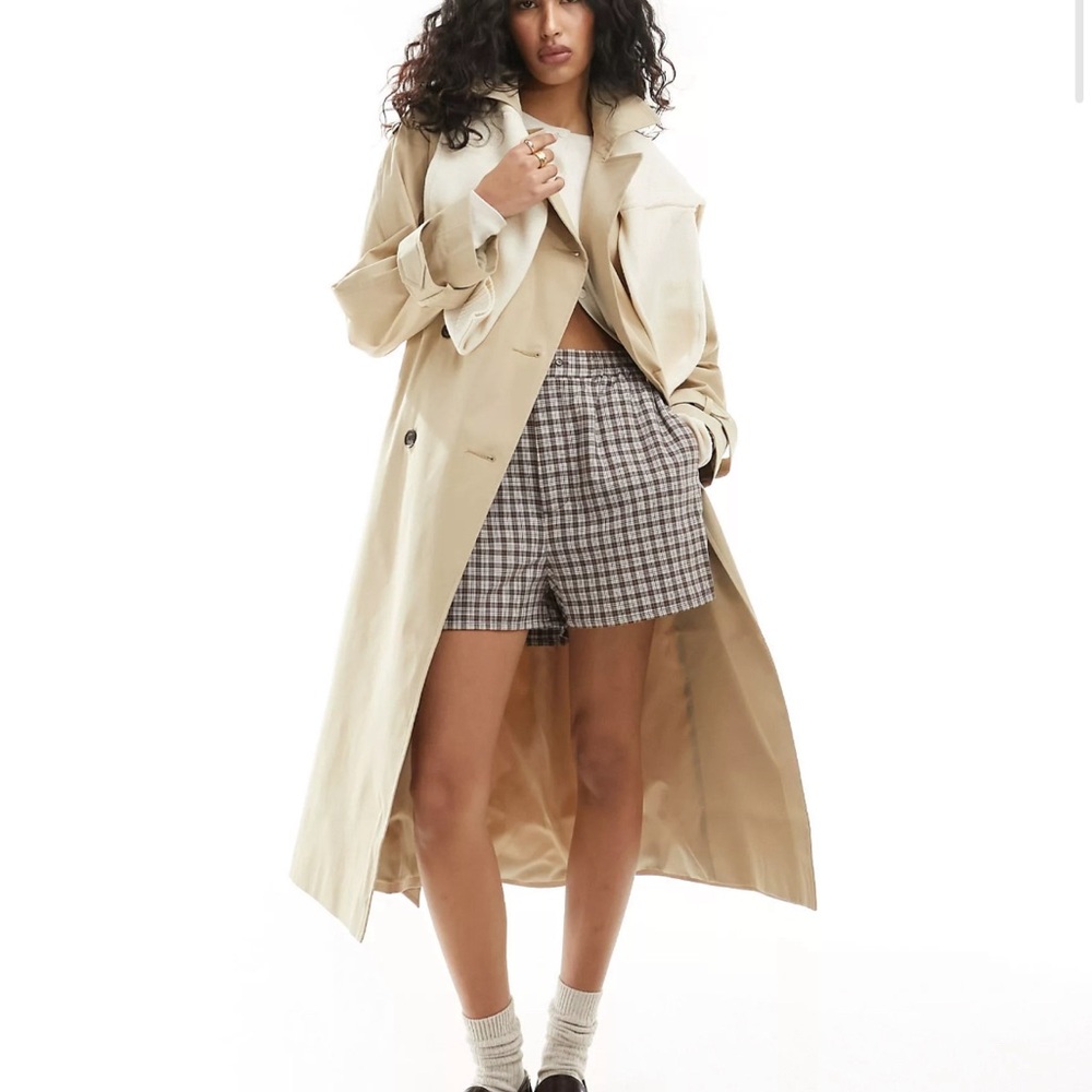 ASOS DESIGN longline trench coat in stone NWT US 2
